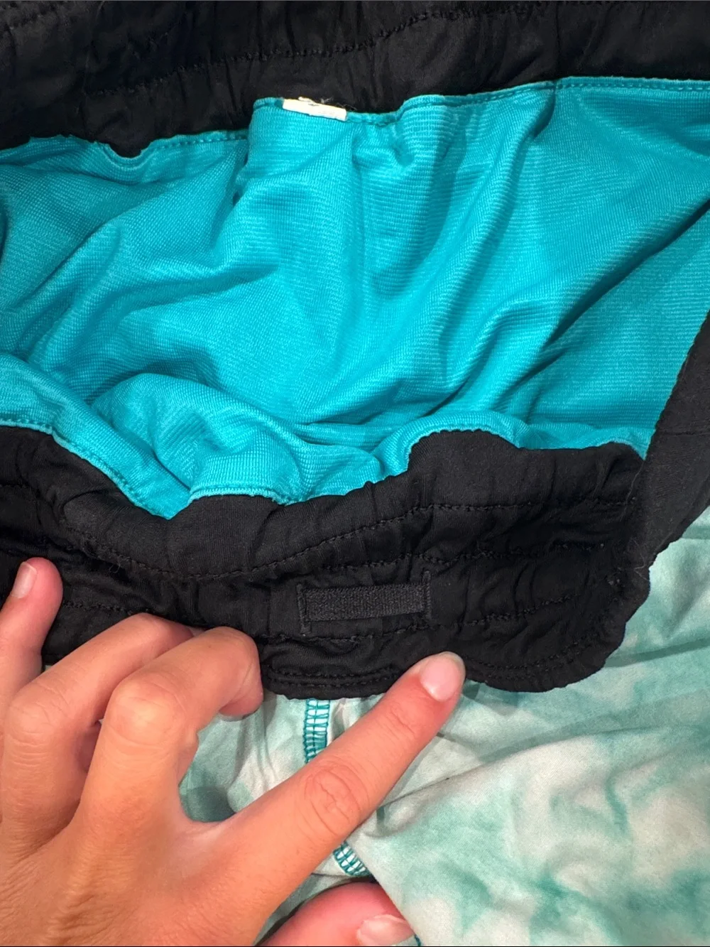 lululemon athletica Teal Tie-Dye Athletic Shorts with Black Trim